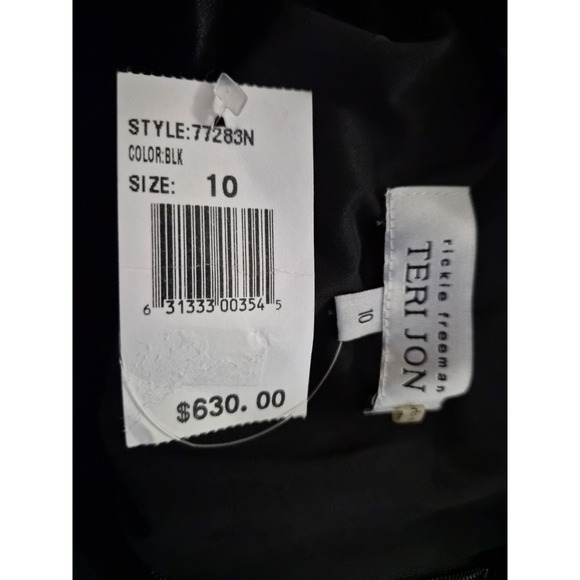Teri Jon Black Velvet Cocktail Dress Size 10 Rhinestone Embellished NWT - Picture 5 of 6